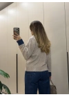 Denim dokunuş triko bej