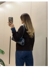 Denim dokunuş triko kahve