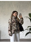 Dik yaka fermuarlı soft polar kamuflaj