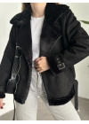 Dışı süet içi peluşlu zr model mont siyah