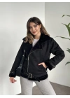 Dışı süet içi peluşlu zr model mont siyah