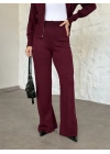 Fermuarlı Triko Hırkalı Takım bordo