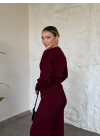 Fermuarlı Triko Hırkalı Takım bordo