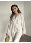 Fırfırlı gömlek bluz beyaz