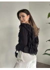 Fırfırlı gömlek bluz siyah
