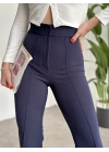 İkonik model enine boyuna full likralı düğmeli pantolon Lacivert