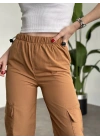 Kargo Cep Lastiği Ayarlanabilir Tericoton Pantolon Taba
