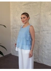 Kat kat fır fır detay bluz bebek mavisi