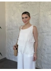 Kat kat fır fır detay bluz krem