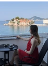 Kat kat volanlı etek ucu uzun elbise kırmızı