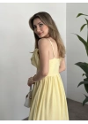 Keten korseli elbise sarı