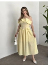 Keten korseli elbise sarı