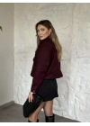 Kısa kapaklı cepli kaşe ceket bordo
