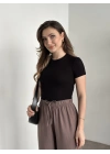 Kısa kol normal boy modal kumaş body siyah