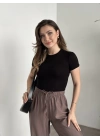 Kısa kol normal boy modal kumaş body siyah