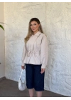 Kuşaklı Cep Detaylı Modern Trenç Ceket krem