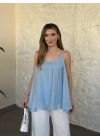 Lara askılı salaş bluz bebek mavisi