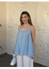 Lara askılı salaş bluz bebek mavisi