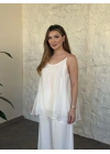 Lara askılı salaş bluz beyaz