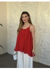 Lara askılı salaş bluz kırmızı