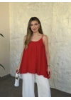 Lara askılı salaş bluz kırmızı