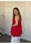 Lara askılı salaş bluz kırmızı