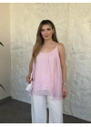 Lara askılı salaş bluz pembe