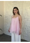 Lara askılı salaş bluz pembe