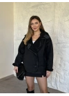 Lara teddy kürklü mont siyah