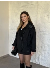 Lara teddy kürklü mont siyah