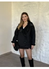 Lara teddy kürklü mont siyah