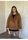 Lara teddy kürklü mont taba