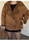 Lara teddy kürklü mont taba