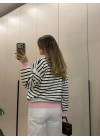 Lola pola Yaka Lacivert Çizgili Triko pembe