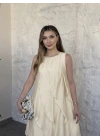 Luna katlı elbise açık krem