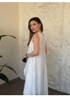 Luna katlı elbise beyaz