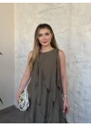 Luna katlı elbise haki