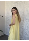 Luna katlı elbise sarı