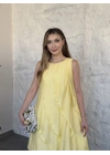 Luna katlı elbise sarı