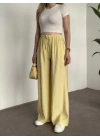 Marka etiketli tensel kumaş şalvar pantolon sarı