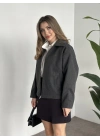 Marka model kısa astarlı kaşe ceket antrasit