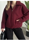 Marka model kısa astarlı kaşe ceket bordo