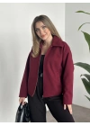 Marka model kısa astarlı kaşe ceket bordo