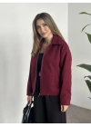 Marka model kısa astarlı kaşe ceket bordo