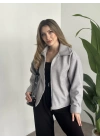 Marka model kısa astarlı kaşe ceket gri