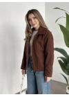 Marka model kısa astarlı kaşe ceket kahve