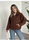 Marka model kısa astarlı kaşe ceket kahve