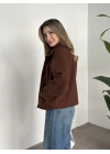 Marka model kısa astarlı kaşe ceket kahve