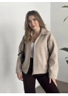 Marka model kısa astarlı kaşe ceket krem