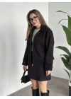 Marka model kısa astarlı kaşe ceket siyah